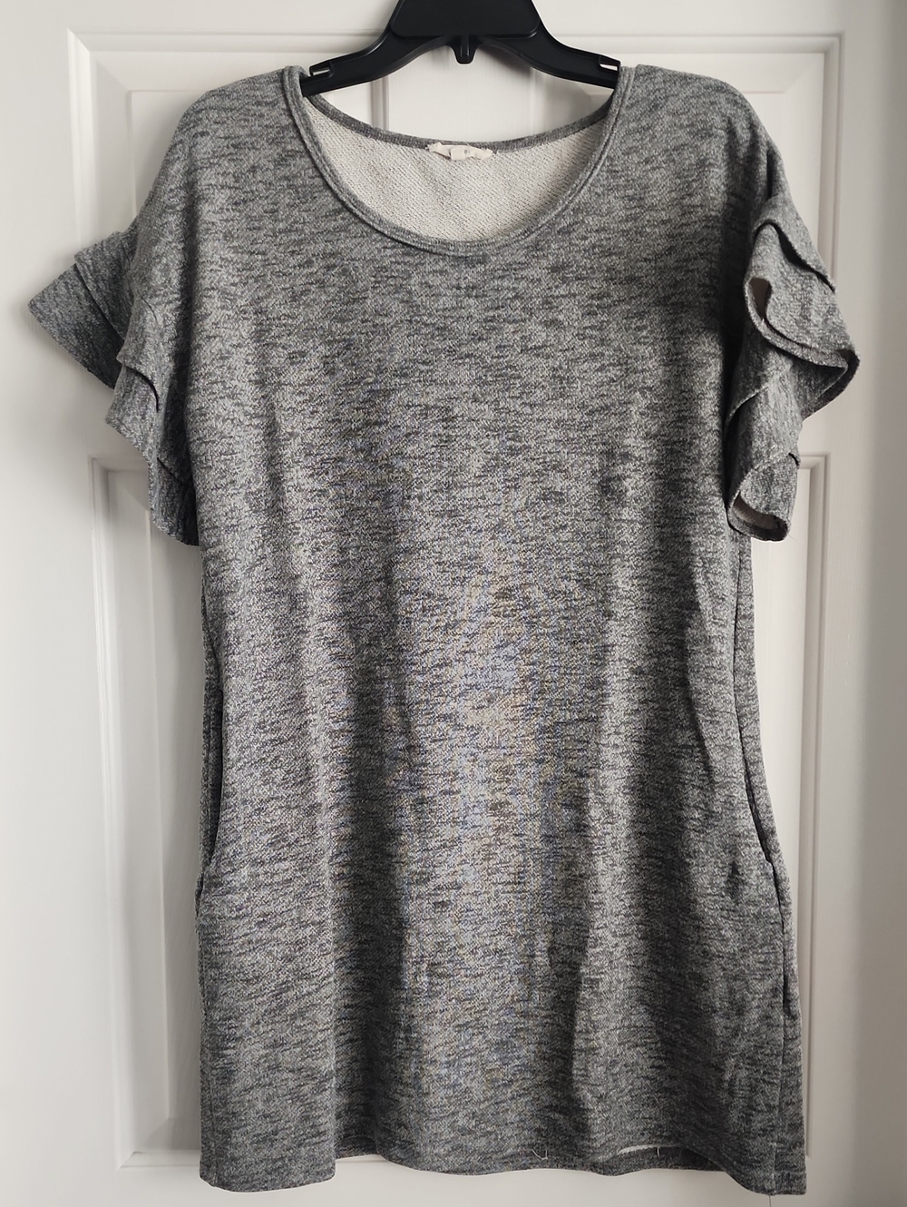 Gray Ruffle Sleeve Women's Tunic - Casual Everyday